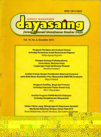 Image of Jurnal Manajemen Dayasaing: Jurnal Manajemen Sumber Daya Vol.14 No.2, Desember 2013