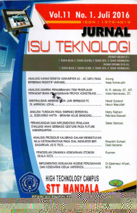 Image of Jurnal: Isu Teknologi Vol. 13, No. 1, Juli 2018