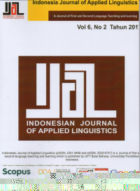 Image of IJAL: Indonesia Journal Of Applied Linguistics Vol. 7 No. 1, May 2017