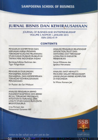 Image of Jurnal Bisnis Dan Kewirausahaan Vol. 3, No. 1, Januari 2015