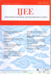 Image of IJEE: Indonesian Journal of English Education Vol. 3, No. 1, June 2016